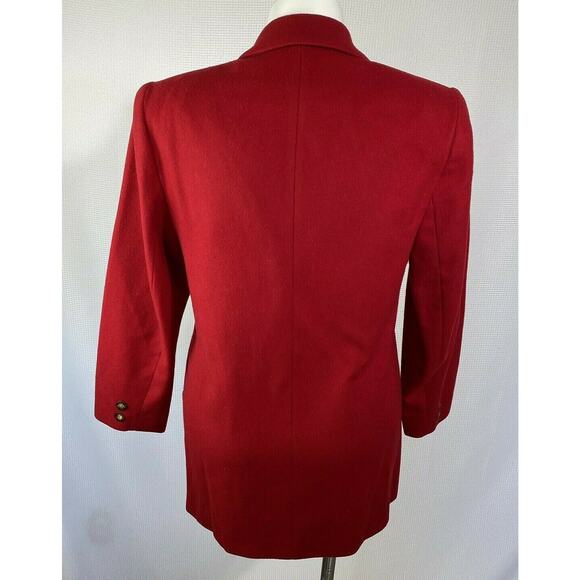 Lands End Red Wool Cashmere Jacket Coat One Button Pockets Size 12 - Picture 5 of 9